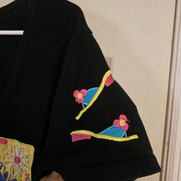 Michael Simon Vintage Beach Vacation Embroidered Patchwork Tshirt Dress - Picture 4 of 7